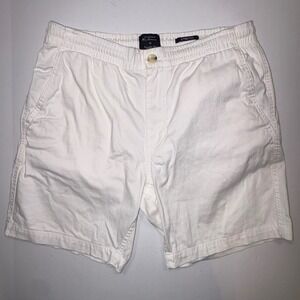 Ben Sherman Mens White Regular Fit Stretch Chino Shorts Elastic Waist